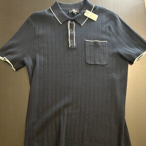 Express Men’s 100% Cotton Ribbed Sweater Polo – Navy (Size M)